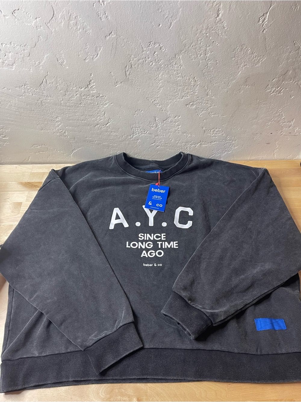 Beber & co A.Y.C Black Logo Crewneck Sweatshirt size large oversized - Picture 3 of 12